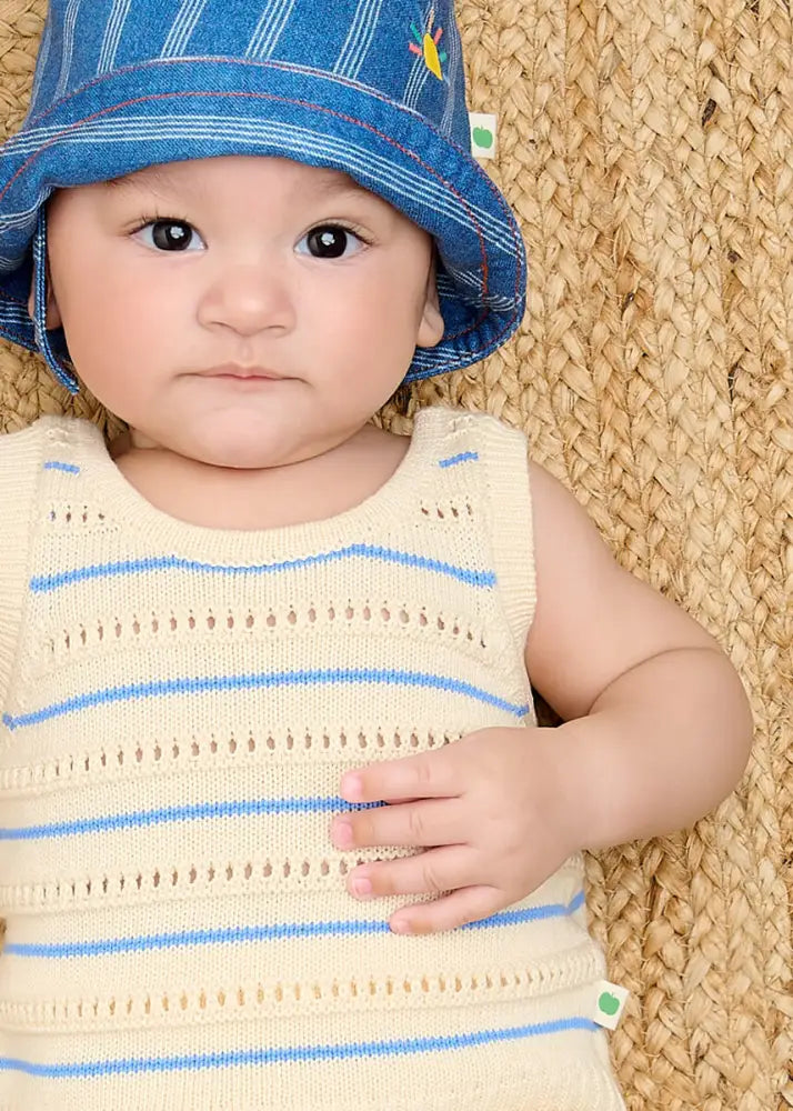 Cala - Blue Stripe Knit Baby & Kids Top Short Set