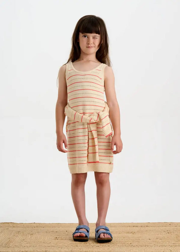 Capri - Coral Stripe Knit Baby & Kids Sun Dress