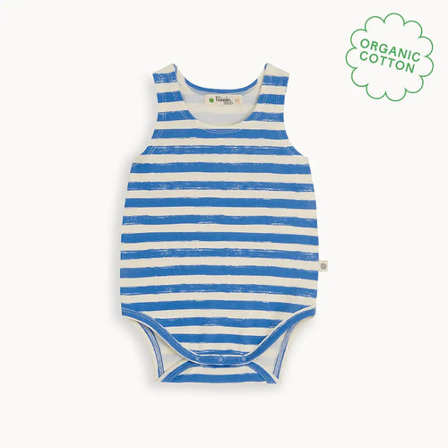 Carp - Blue Stripe Baby Vest Bodysuit - The bonniemob 