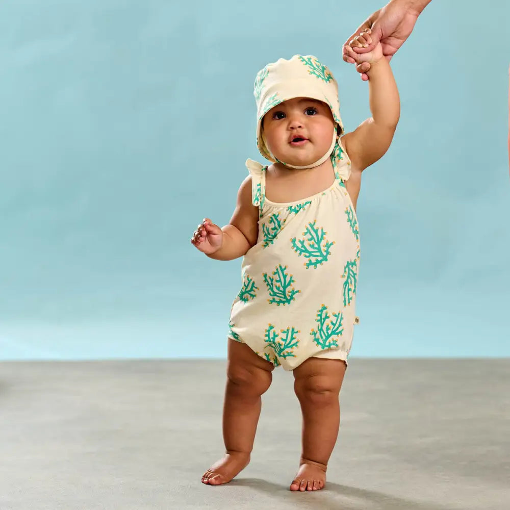 Clarion - Coral Frill Bubble Romper - The bonniemob 
