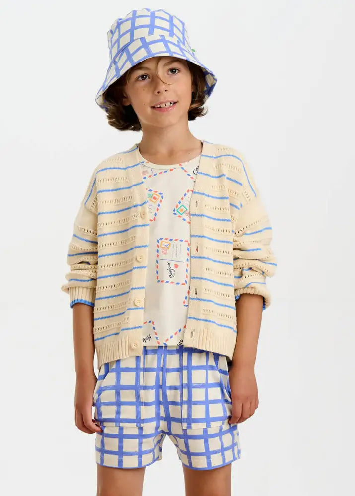 Como - Blue Stripe Knit Baby & Kids Cardigan