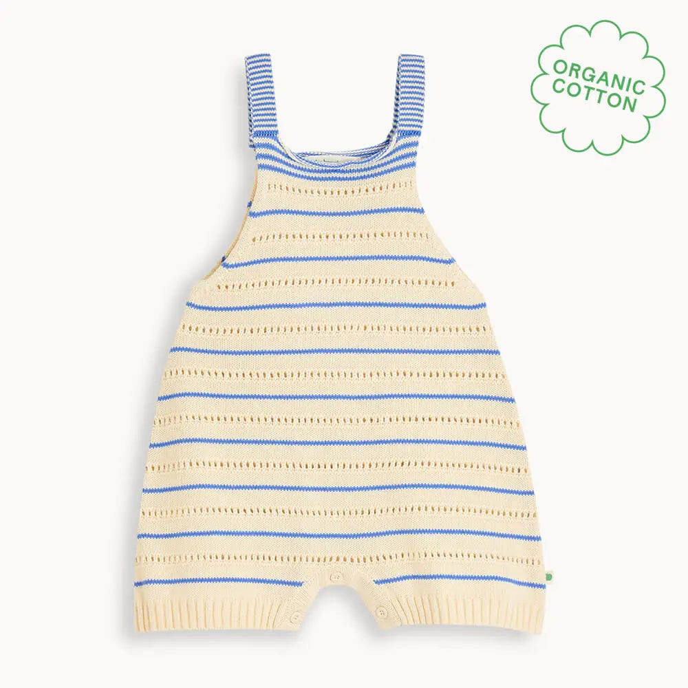 Corfu - Blue Stripe Knit Baby & Toddler Shorty Romper PLAYSUIT / BABYGROW / ROMPER