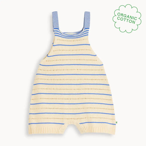 Corfu - Blue Stripe Knit Baby & Toddler Shorty Romper PLAYSUIT / BABYGROW / ROMPER