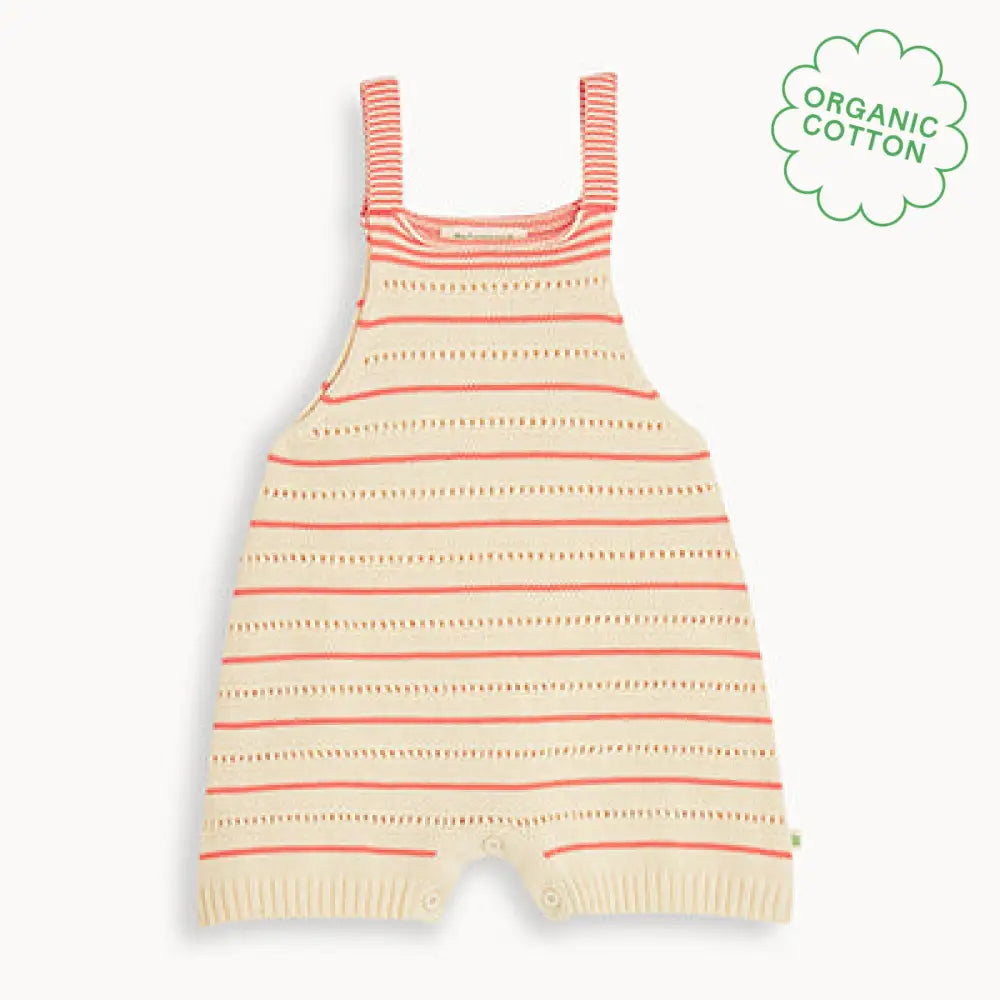 Corfu - Coral Stripe Knit Baby & Toddler Shorty Romper PLAYSUIT / BABYGROW / ROMPER