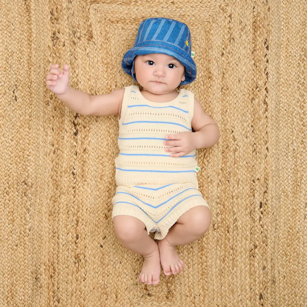 Costa - Blue Stripe Knit Baby & Kids Shorts Short