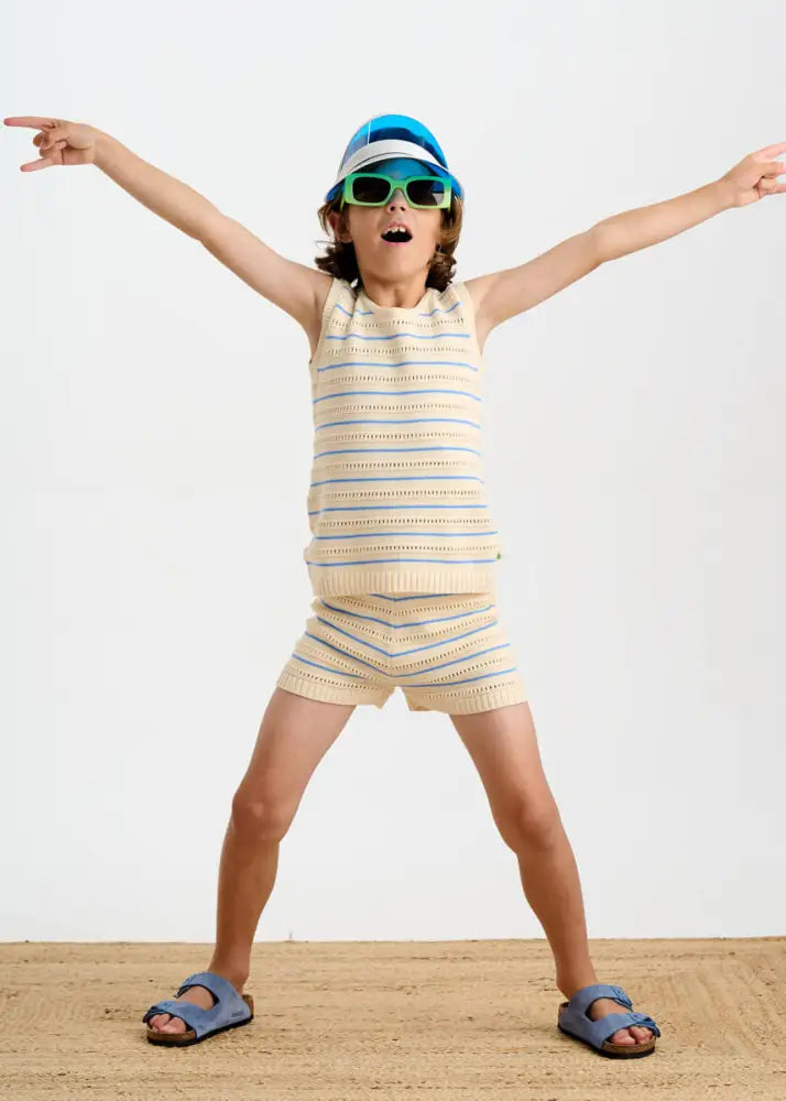 Costa - Blue Stripe Knit Baby & Kids Shorts Short