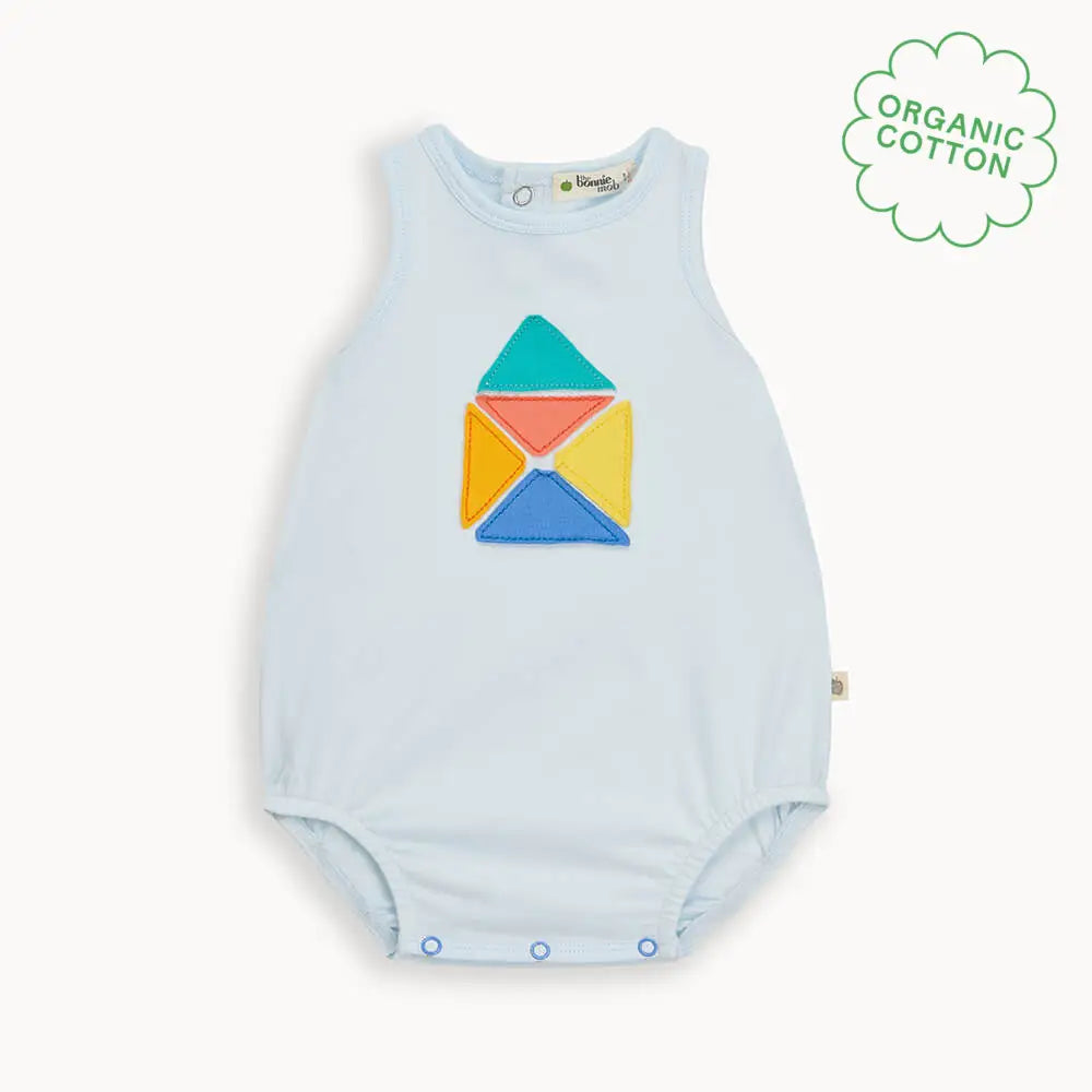 Dabs - Azul Blue Applique Sleeveless Romper - The bonniemob 