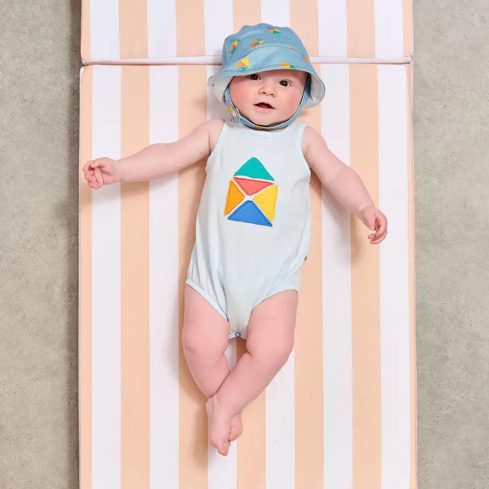 Dabs - Azul Blue Applique Sleeveless Romper - The bonniemob 