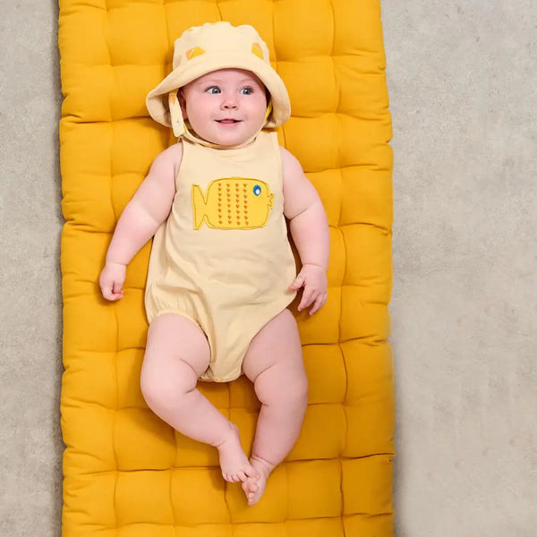 Dabs - Sandy Fish Applique Sleeveless Romper - The bonniemob 