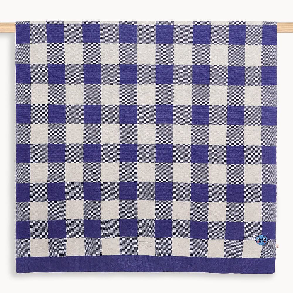 Munchie - Blue Check Jaquard Knit Blanket - The bonniemob 