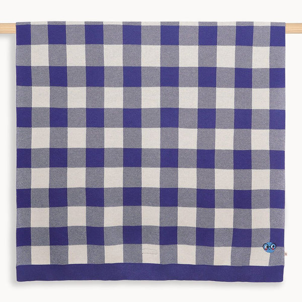 Munchie - Blue Check Jaquard Knit Blanket - The bonniemob 