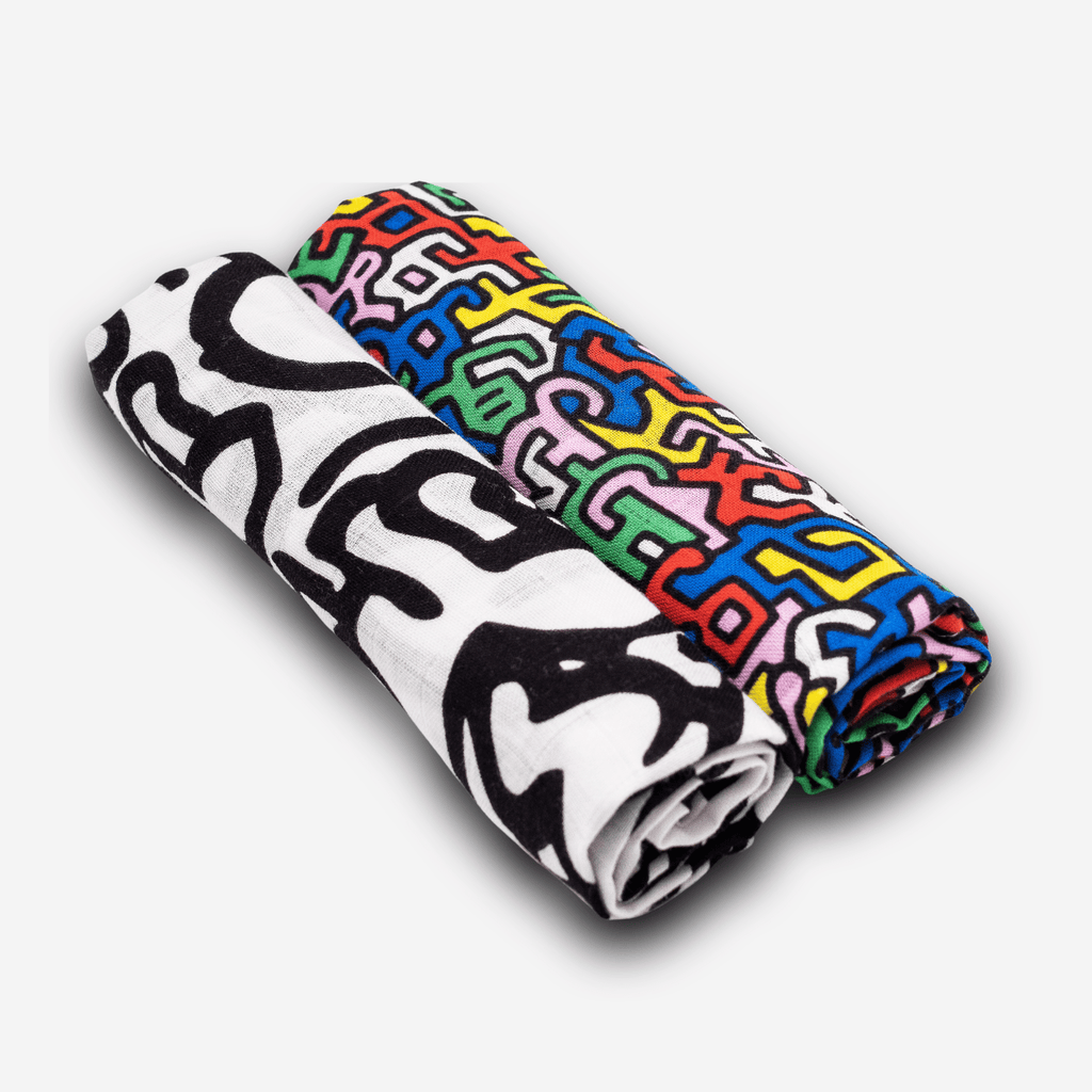 Etta Loves x Keith Haring Sensory Muslin Squares 2-Pack — Birth to 12 Months