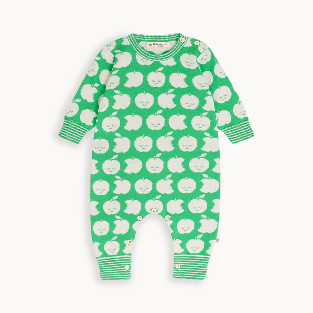 Skittle - Pea Apple Knit Playsuit - The bonniemob 