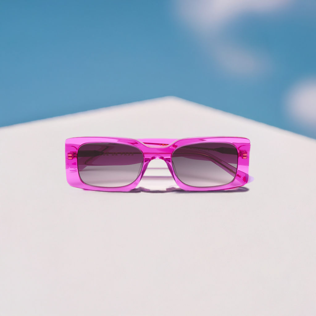 Fuchsia Pink Rectangular Sunglasses — Zoe de Pass Grace