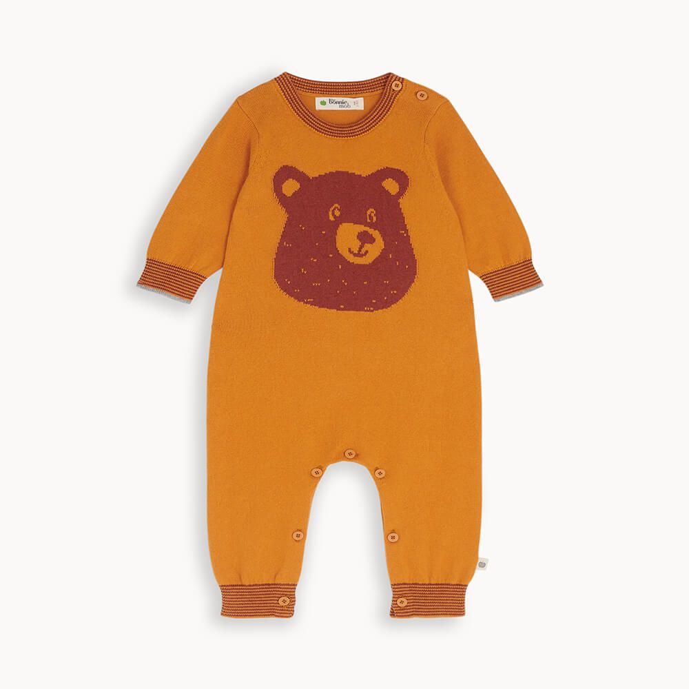 Toffee - Honey Bear Intarsia Playsuit - The bonniemob 