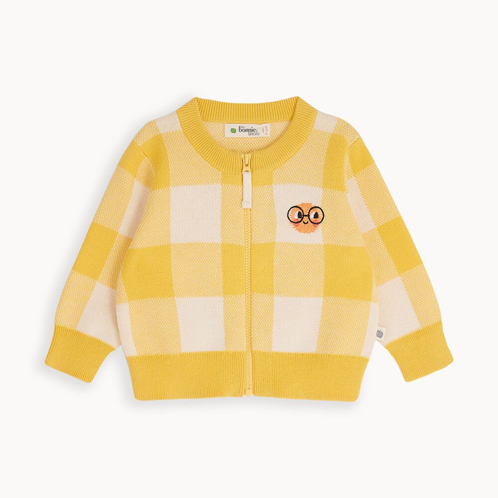 Minto - Yellow Check Jaquard Knit Cardigan - The bonniemob 