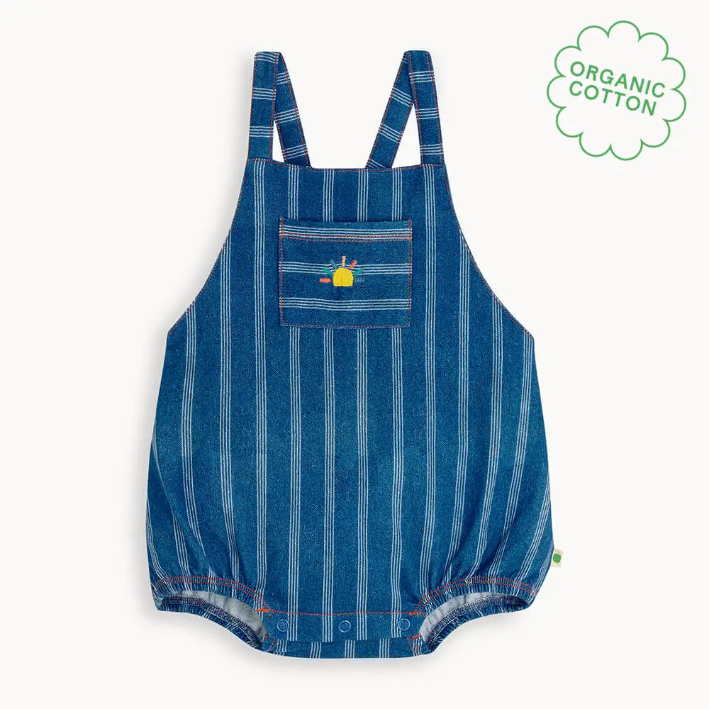 Mallorca - Denim Pinstripe Baby Bubble Romper PLAYSUIT / BABYGROW / ROMPER