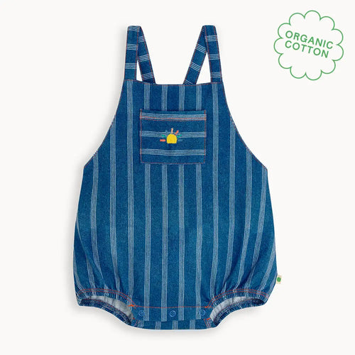 Mallorca - Denim Pinstripe Baby Bubble Romper PLAYSUIT / BABYGROW / ROMPER