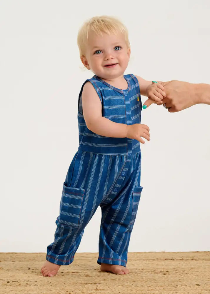 Malta - Denim Pinstripe Baby & Kids Jumpsuit