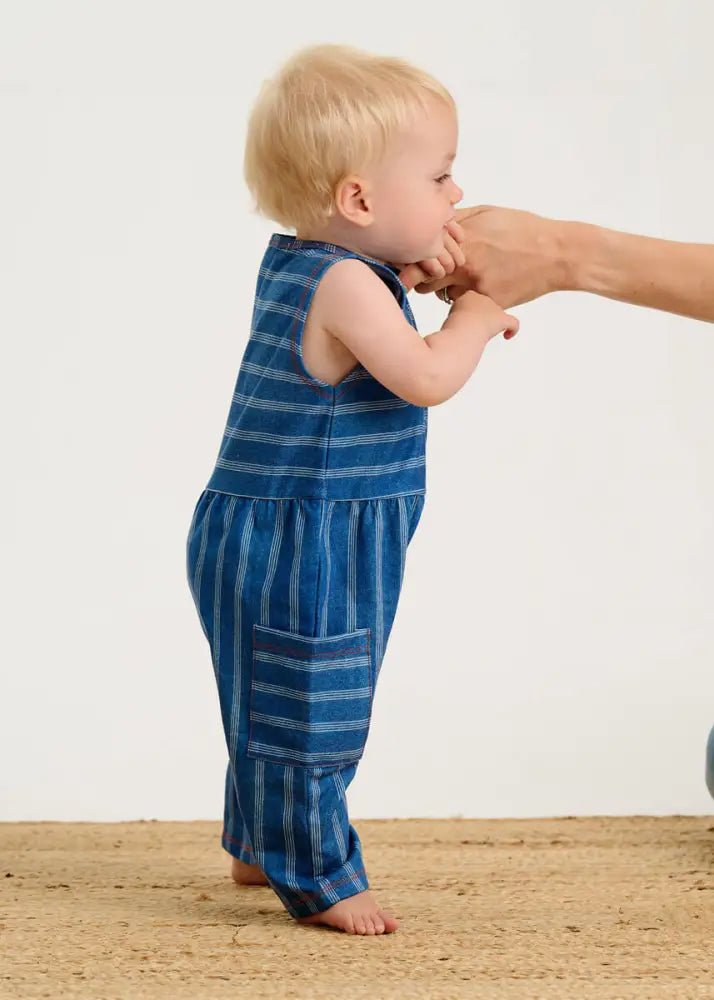 Malta - Denim Pinstripe Baby & Kids Jumpsuit