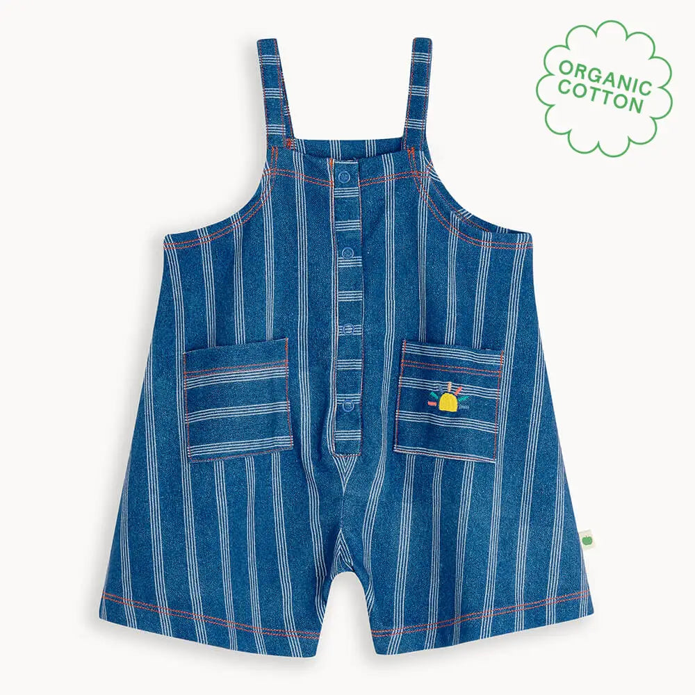 Mariner - Denim Pinstripe Baby & Kids Shorty Jumpsuit JUMPSUITS / DUNGAREE