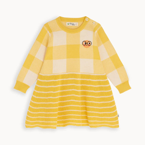 Minstrel - Yellow Check Jaquard Knit Dress - The bonniemob 