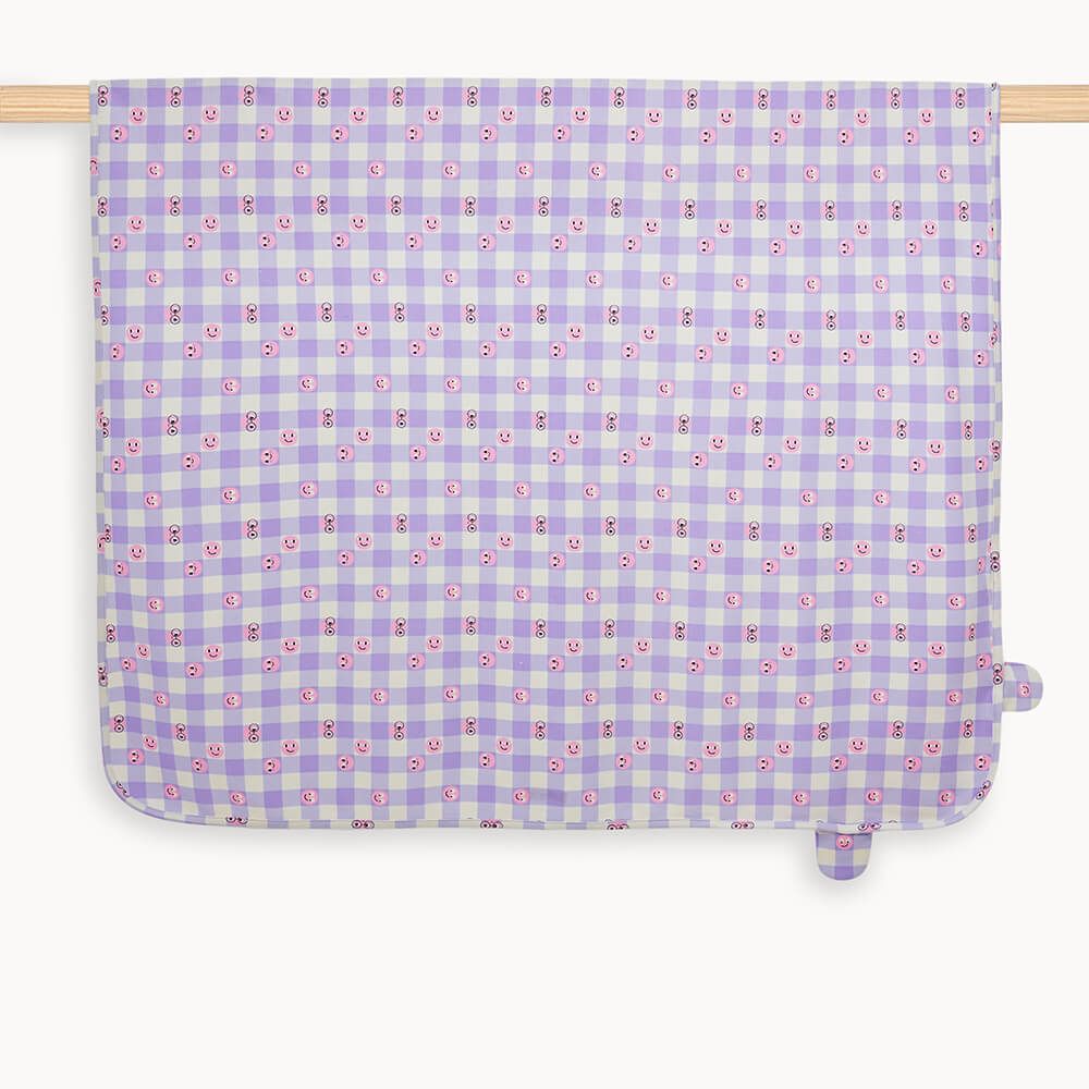 Checkers - Lilac Tiddlywink Blanket With Hood - The bonniemob 