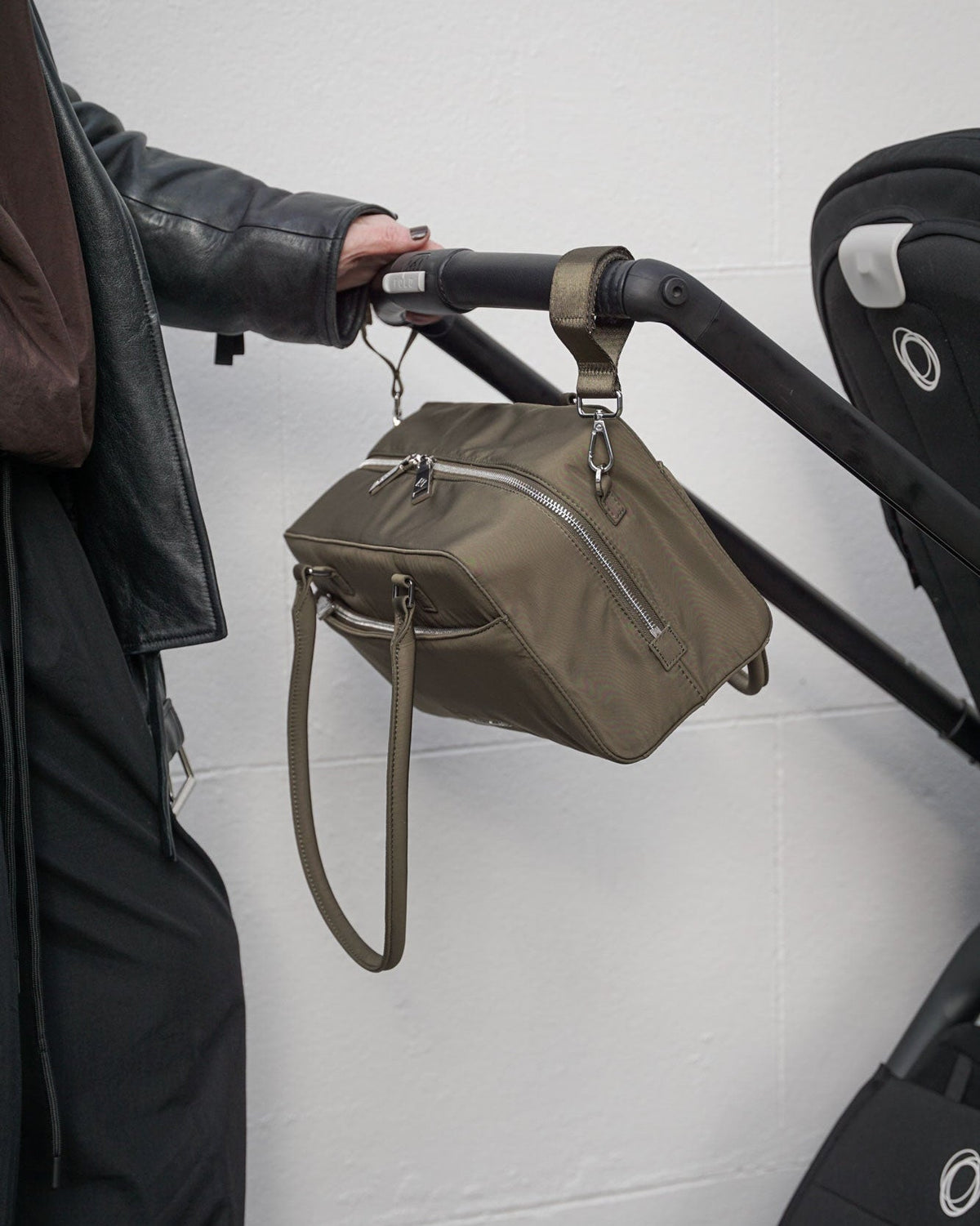 Riley Compact East-West Changing Bag Olive Woven