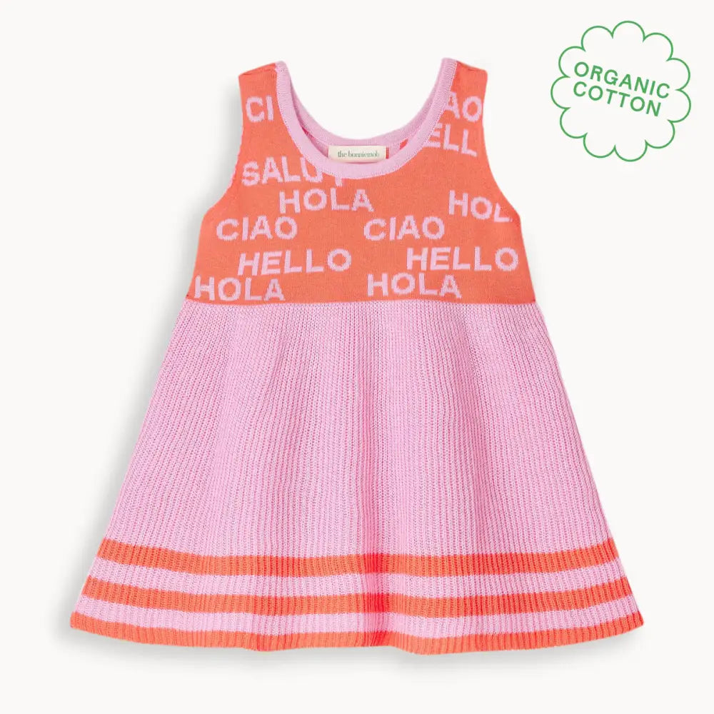 Paris - Coral Stripe Knit Baby & Kids Sun Dress DRESS