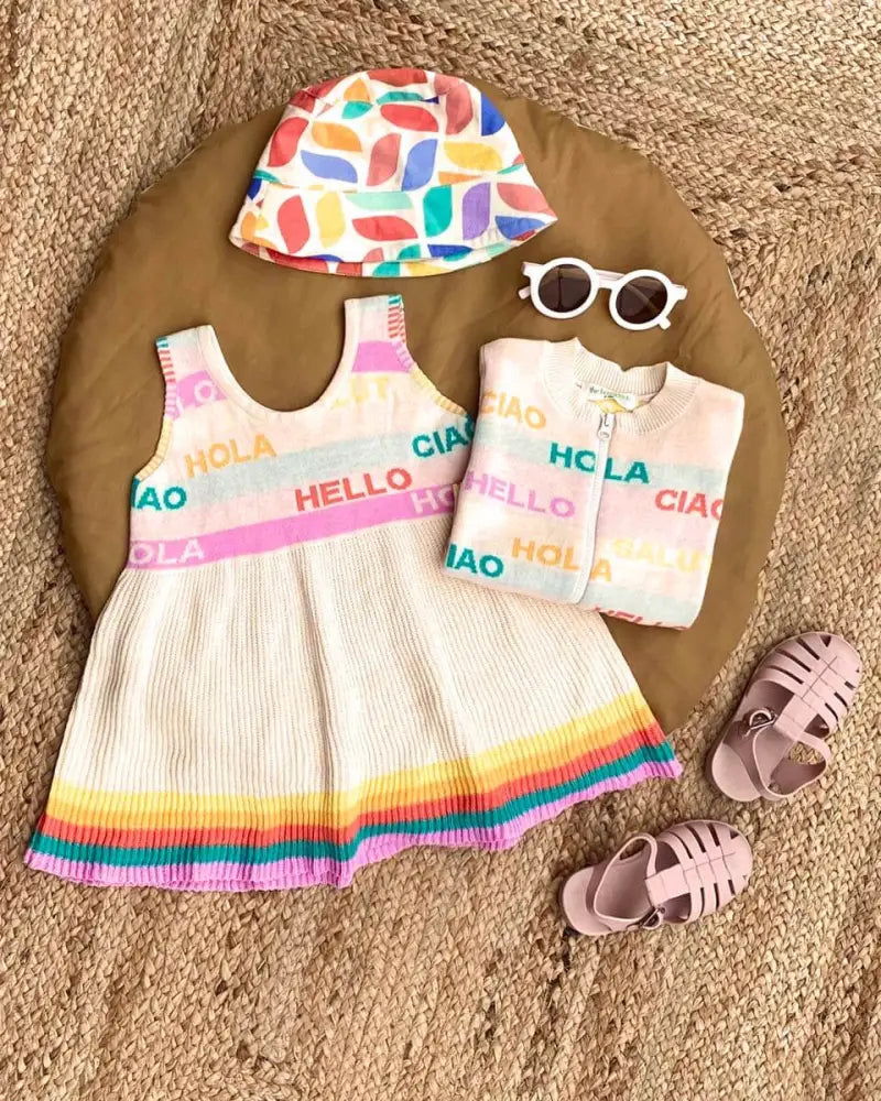 Paris - Rainbow Stripe Knit Baby & Kids Sun Dress DRESS