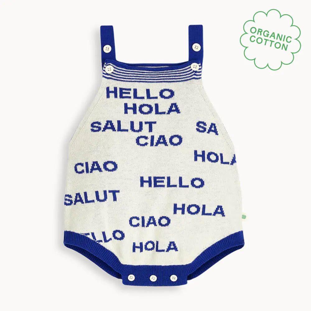 Positano - Cream & Navy Knit Baby Romper PLAYSUIT / BABYGROW / ROMPER