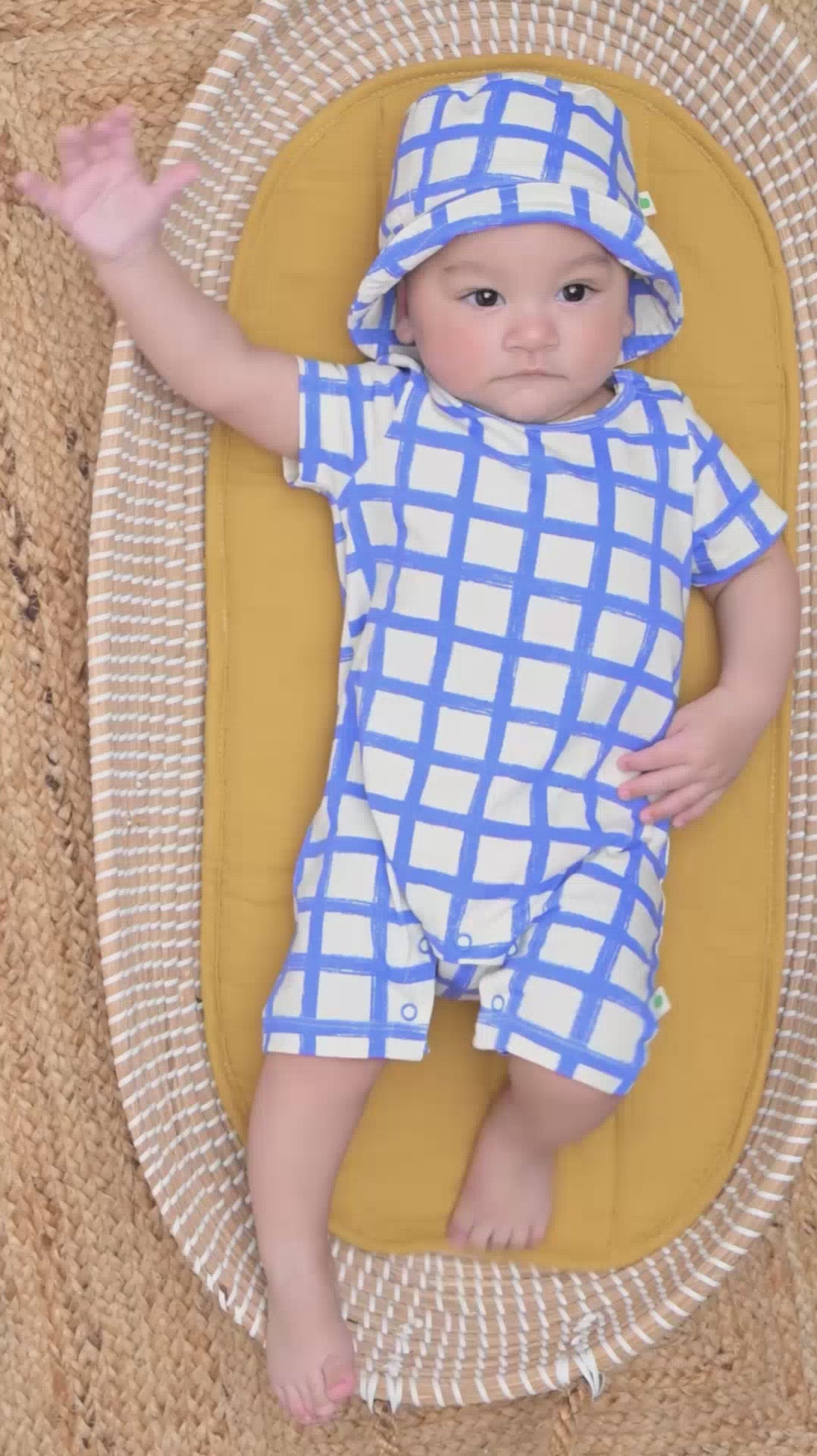 Skiff - Blue Checker Jersey Baby & Toddler Shorty Onesie