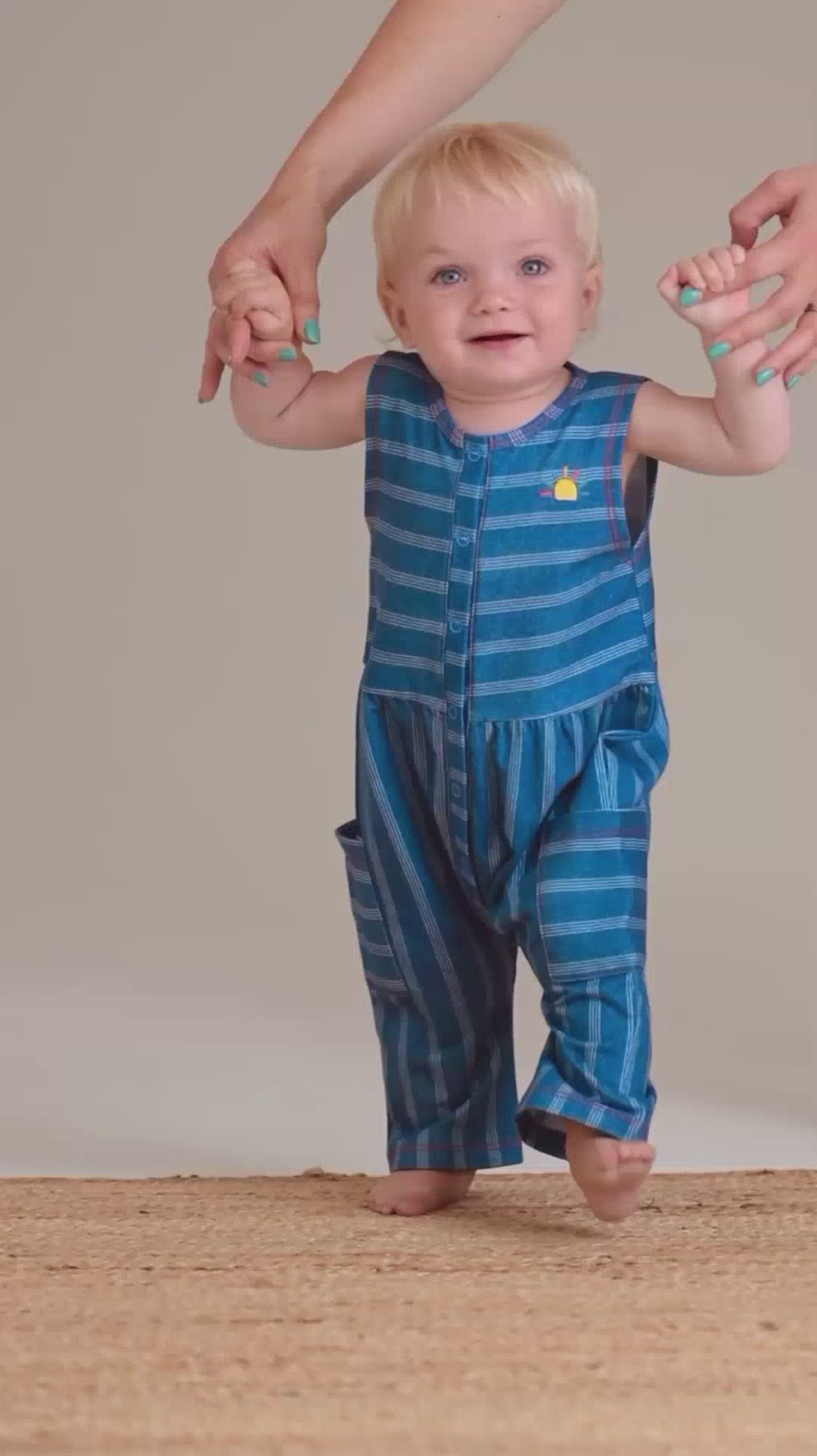 Malta - Denim Pinstripe Baby & Kids Jumpsuit