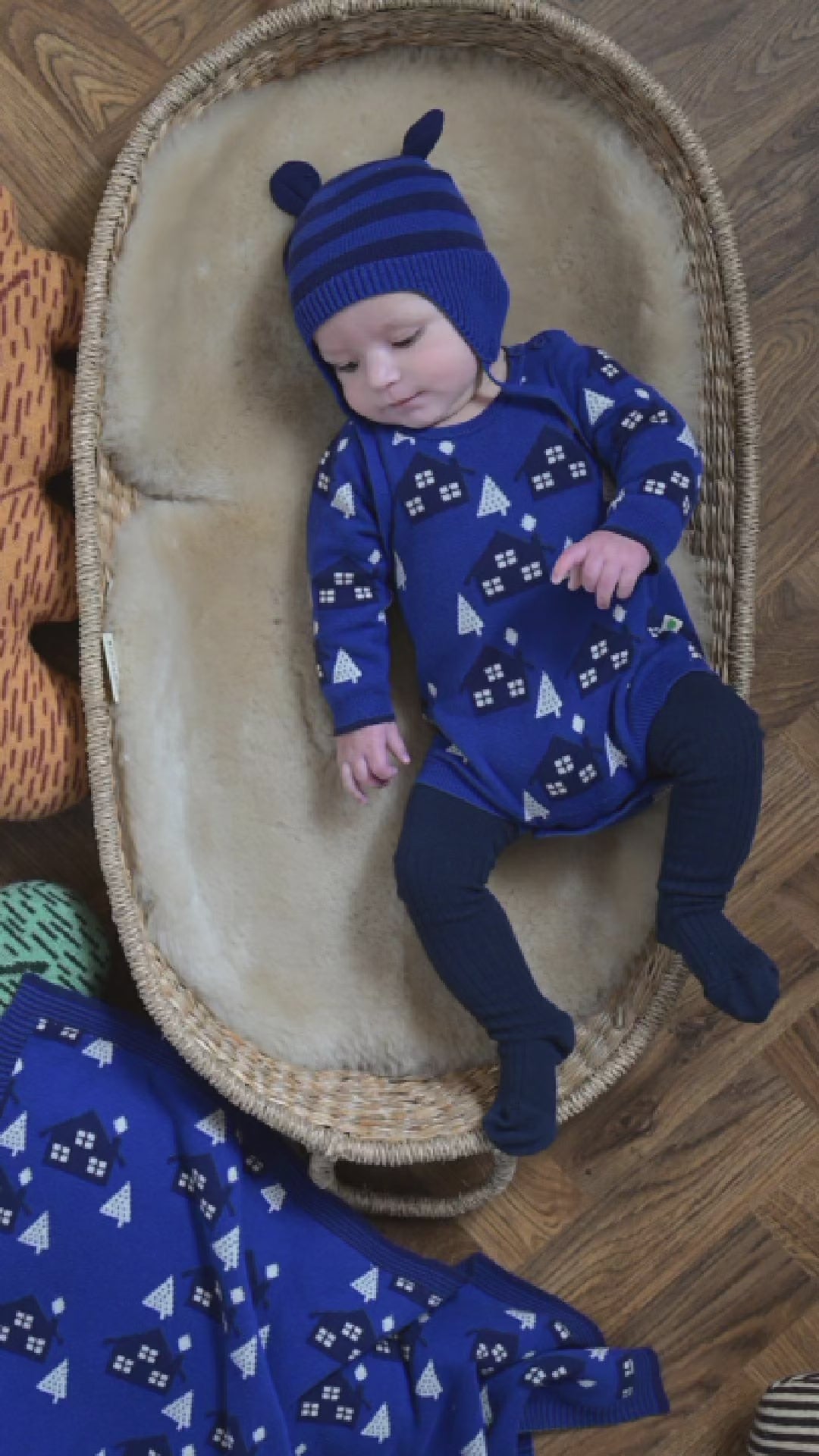 Navy Forest Knit Organic Cotton Baby Romper