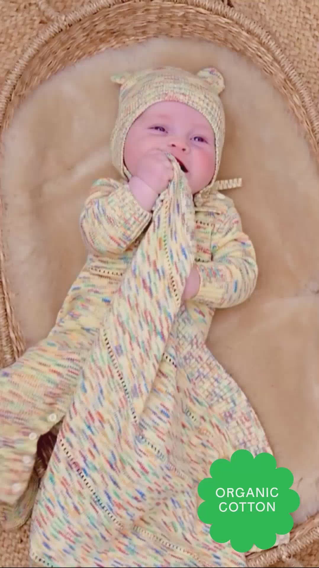 Space-Dye Organic Cotton Knitted Baby Blanket