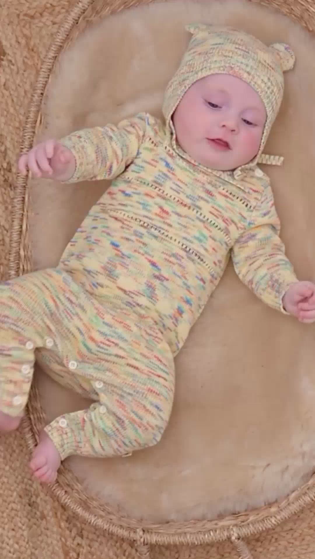 Space-Dye Organic Cotton Knitted Baby Onesie