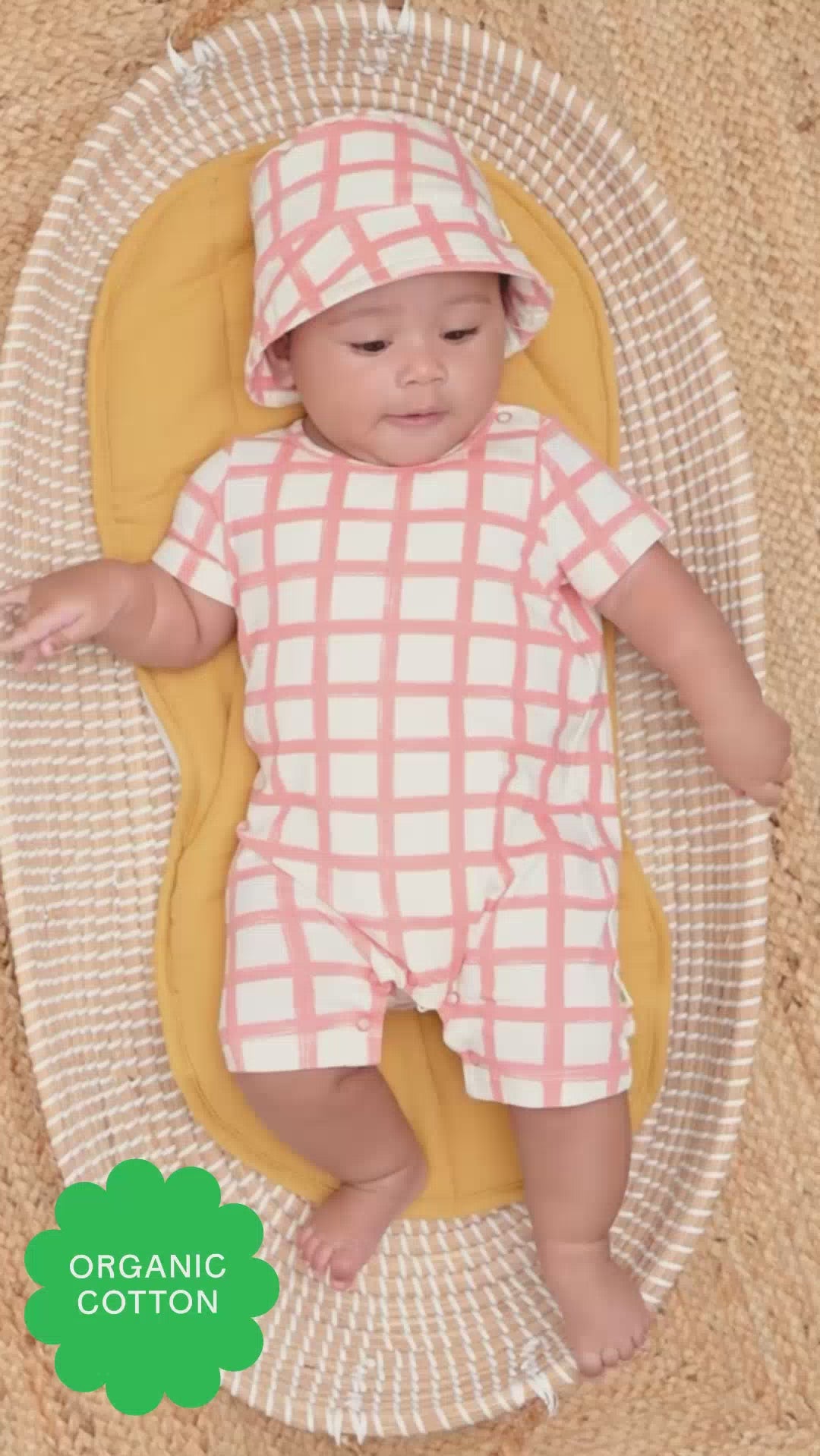 Orange Checker Organic Cotton Jersey Baby & Kids Sun Hat