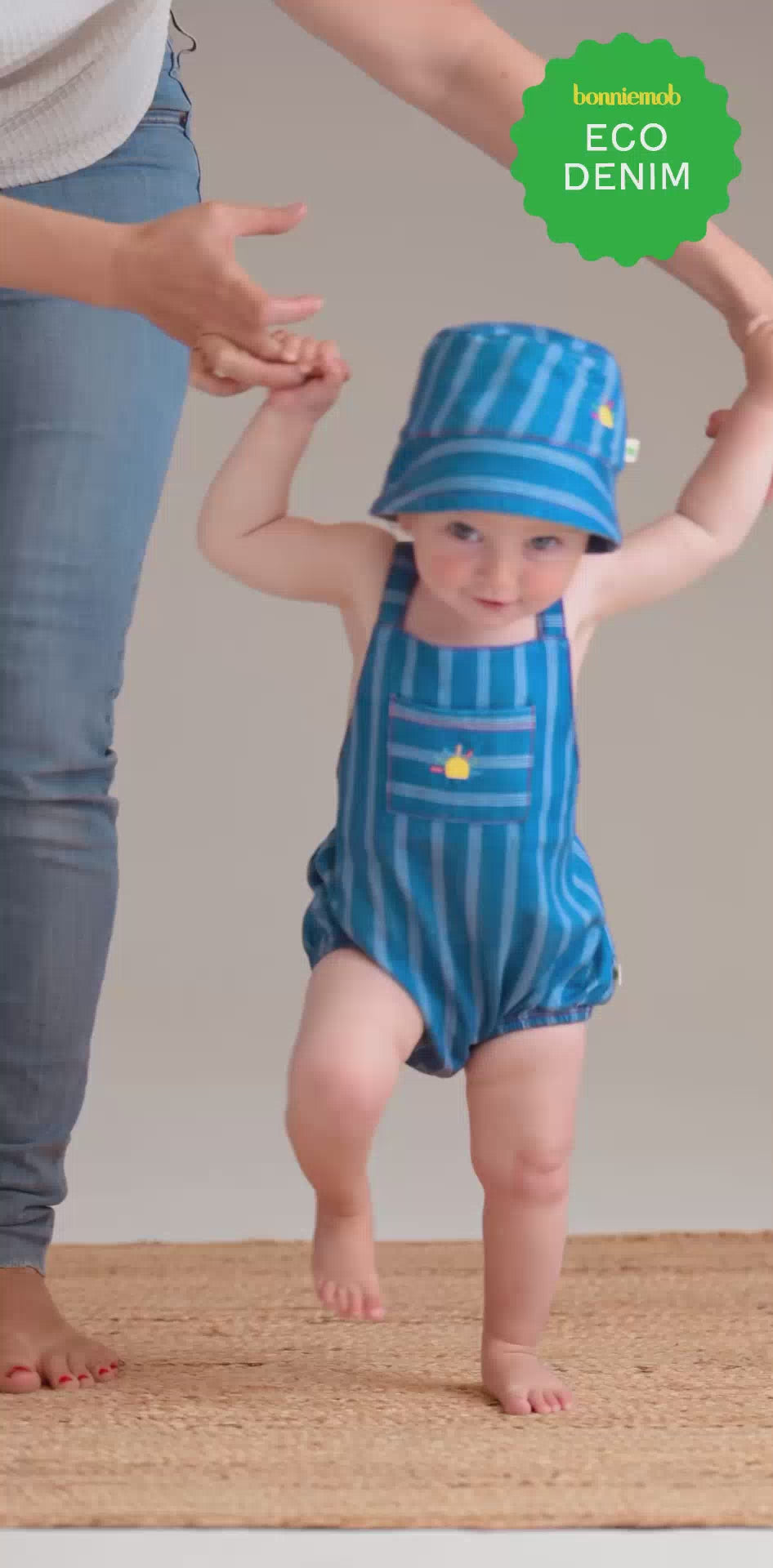 Mallorca - Denim Pinstripe Baby Bubble Romper