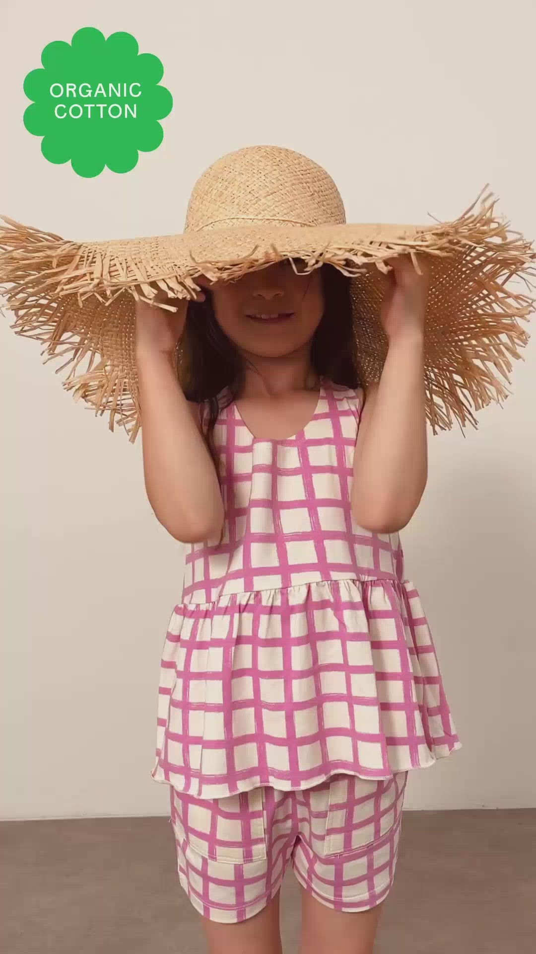 Pink Checker Organic Cotton Jersey Baby & Kids Shorts
