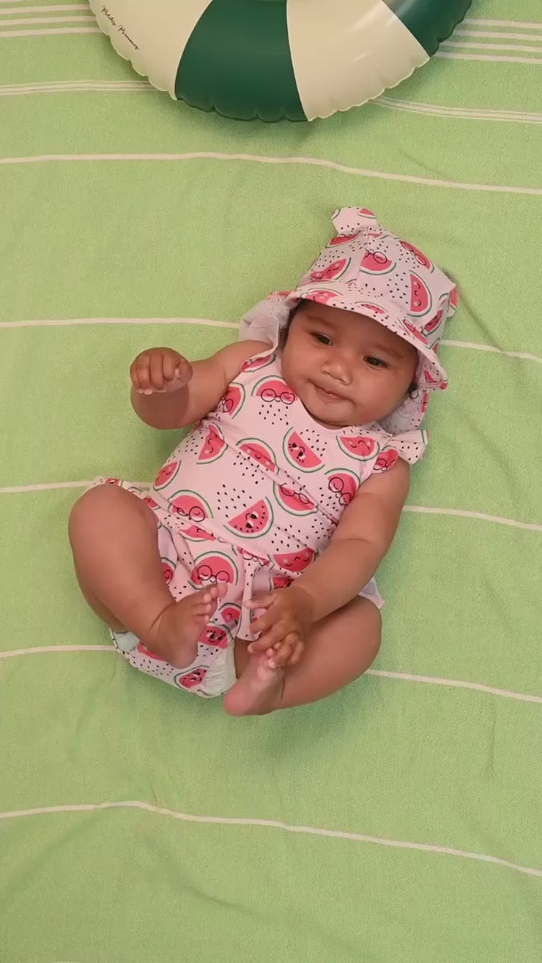 Watermelon Print Recycled Fabric Frill Baby Swimsuit