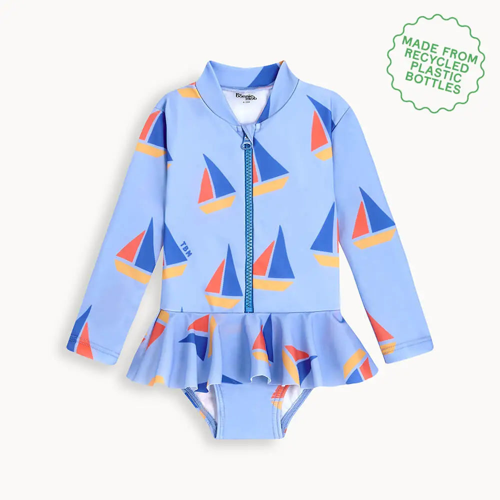 Rimini - Blue Sailboat Baby & Kids Long Sleeve Swimsuit SWIMWEAR