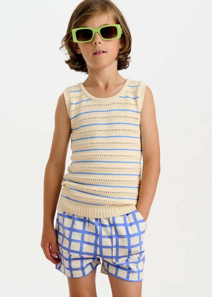 Sailor - Blue Checker Jersey Baby & Kids Shorts Short