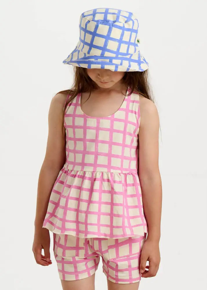 Scoops - Pink Checker Jersey Baby & Kids Frill Swing Top