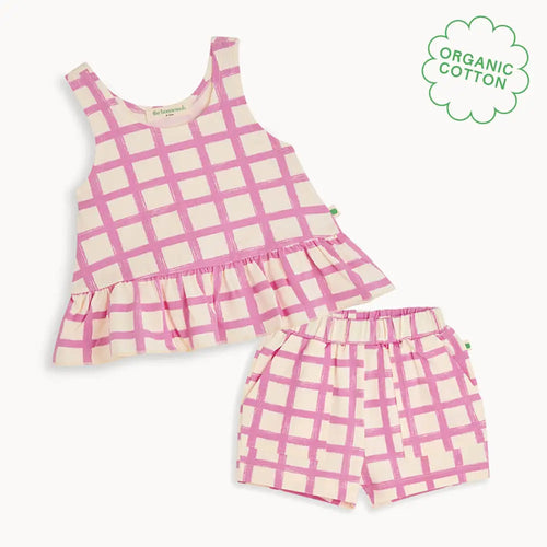Scoops & Sailor Set - Pink Checker Baby & Kids Frill Swing Top& Short Set OUTFIT