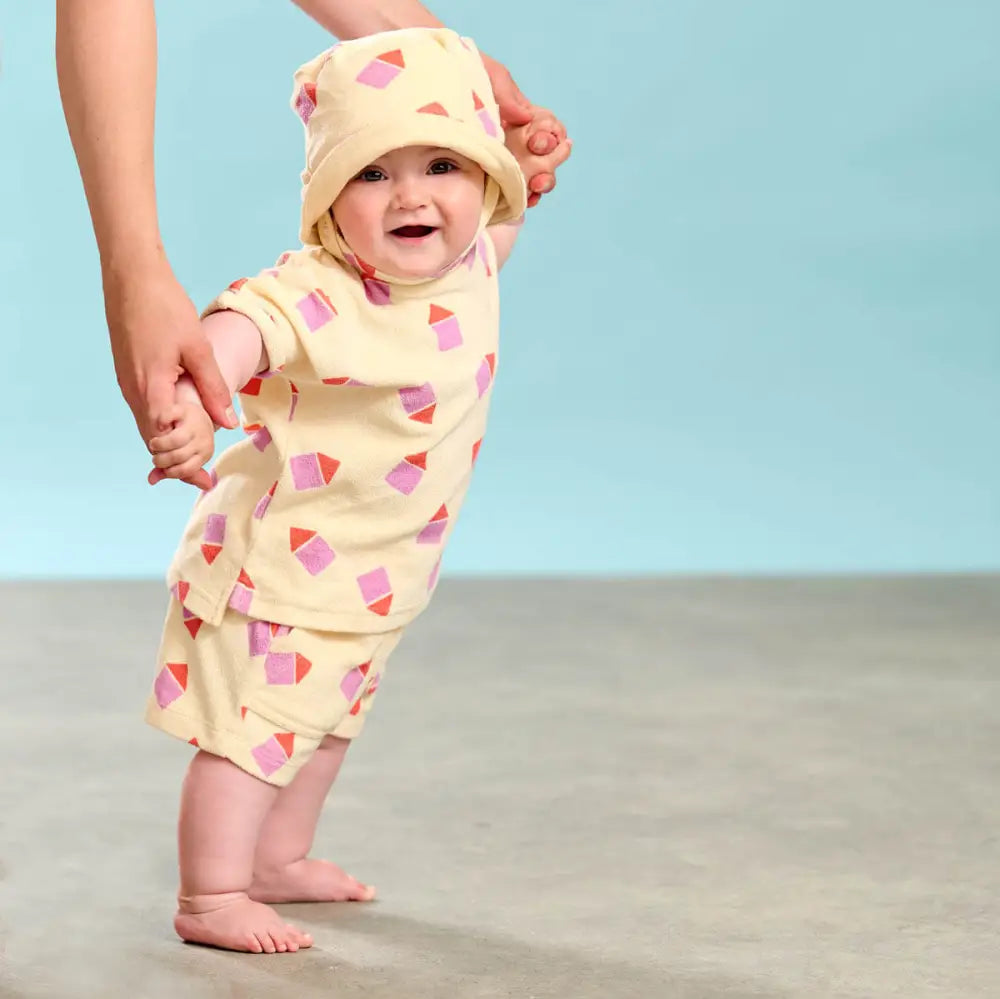 Shoreline - Pink Beach Hut Towelling Shorts - The bonniemob 