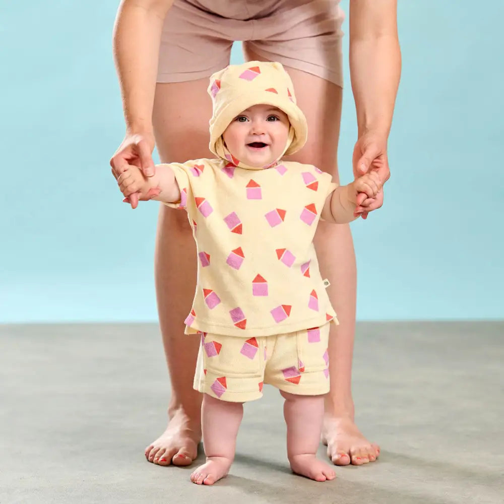 Shoreline - Pink Beach Hut Towelling Shorts - The bonniemob 