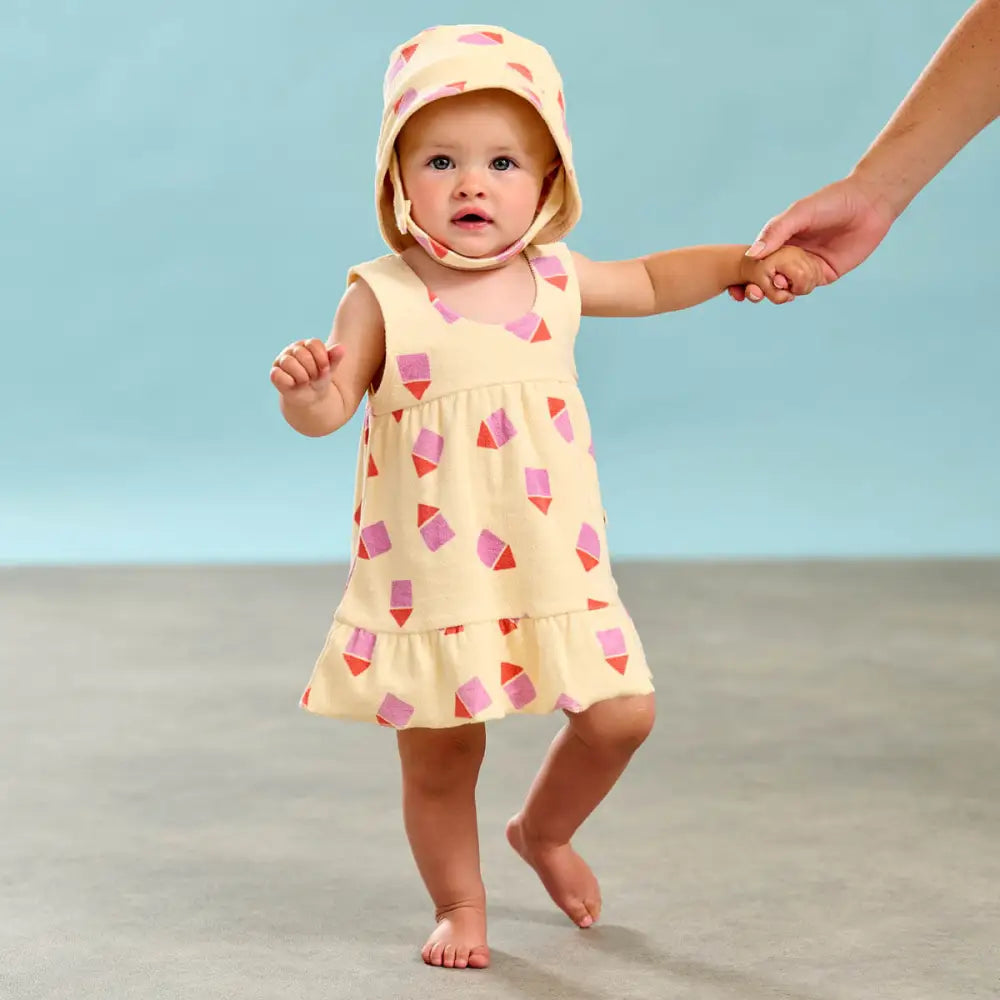 Silky - Pink Beach Hut Towelling Sun Dress - The bonniemob 