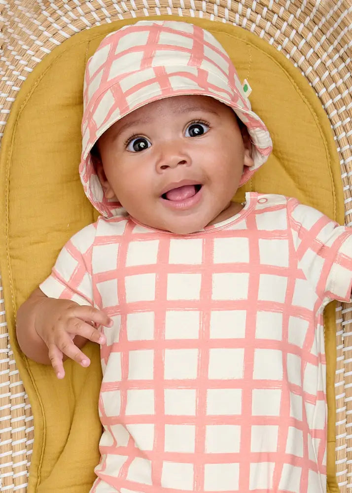 Skiff - Terracotta Checker Jersey Baby & Toddler Shorty Playsuit