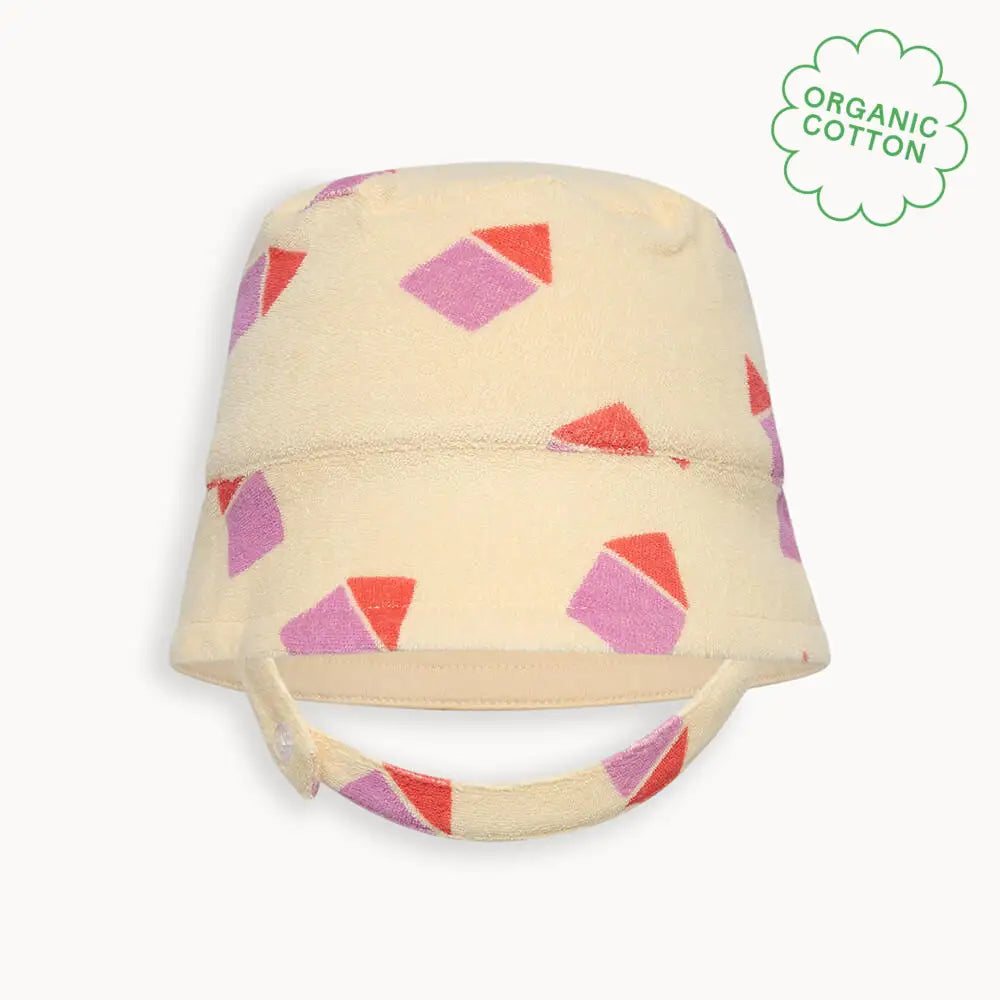 Skipper - Pink Beach Hut Towelling Sun Hat - The bonniemob 