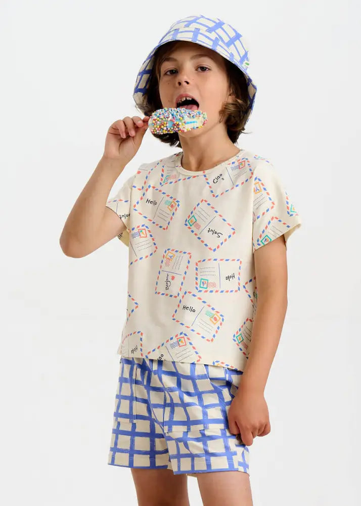 Sunrise - Blue Checker Jersey Baby & Kids Sun Hat